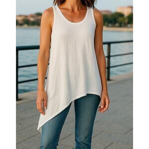 Eileen Fisher Asymmetrical Tank top White Womens Xsmall